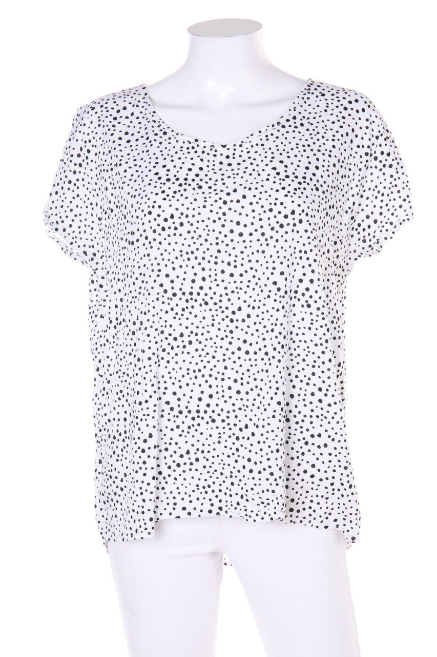 G!na - Kurzarm-Bluse mit Punkten - D 40