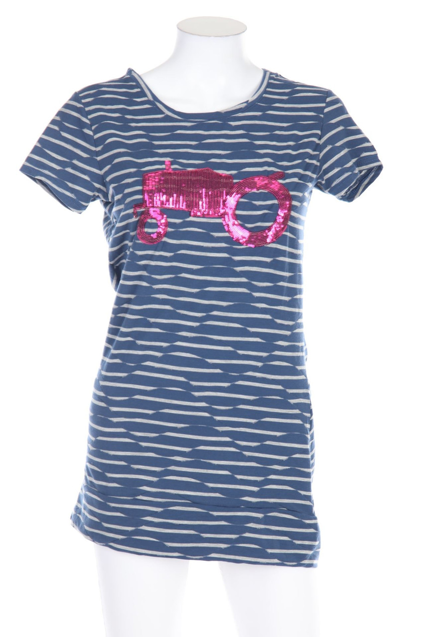 moods of norway - Streifen-Kurzarm-Shirt mit Pailletten - XL