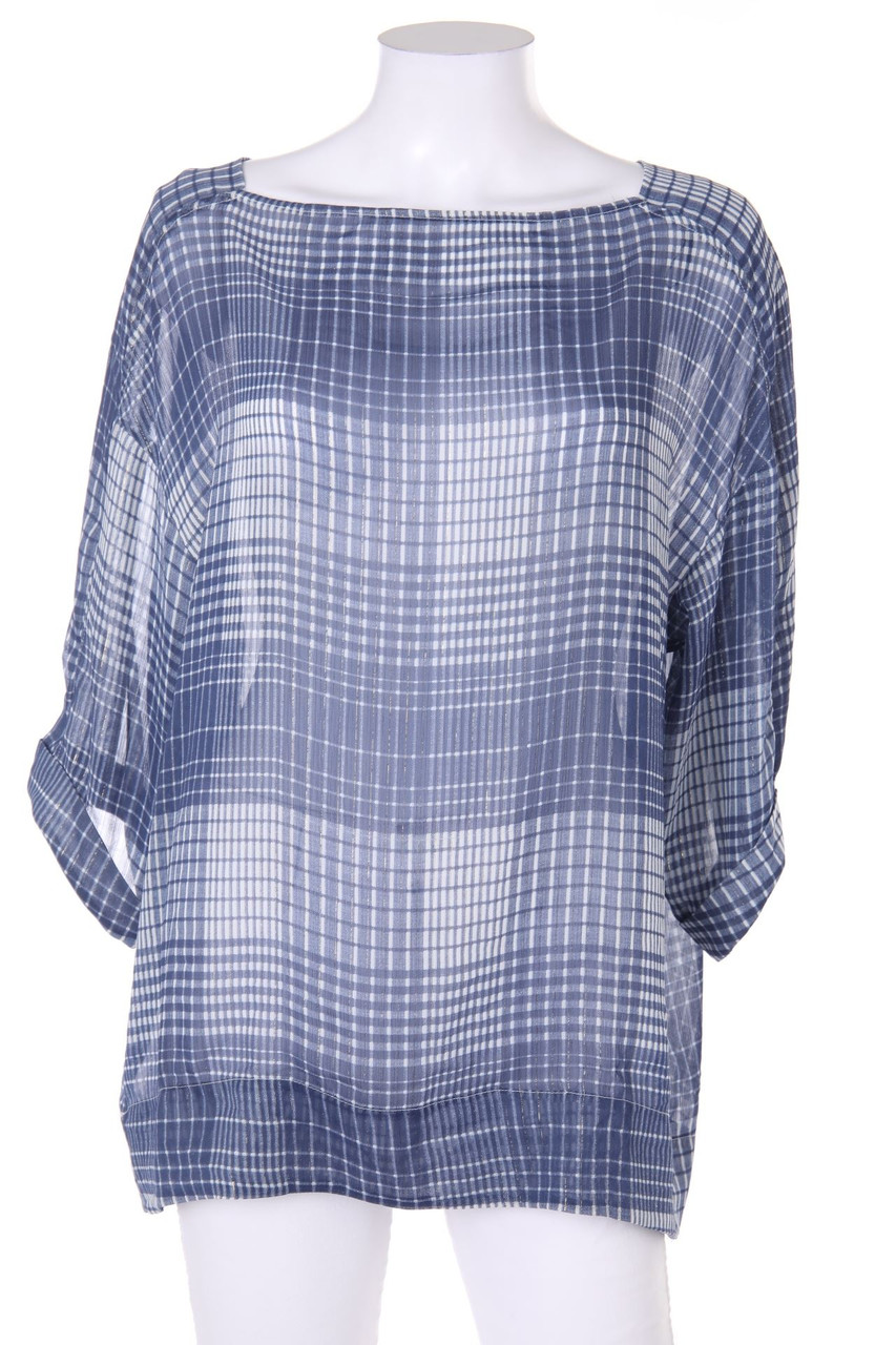 H&M - Oversize-Bluse mit 3/4-Ärmel mit Karo-Muster - D 38