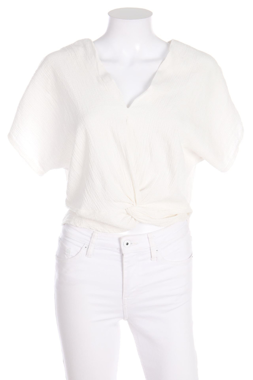 ZARA - Kurzarm-Bluse mit Drapierung - S