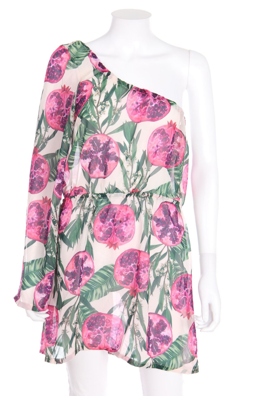 PRETTYLITTLETHING - One Shoulder-Bluse mit floralem Muster - D 36