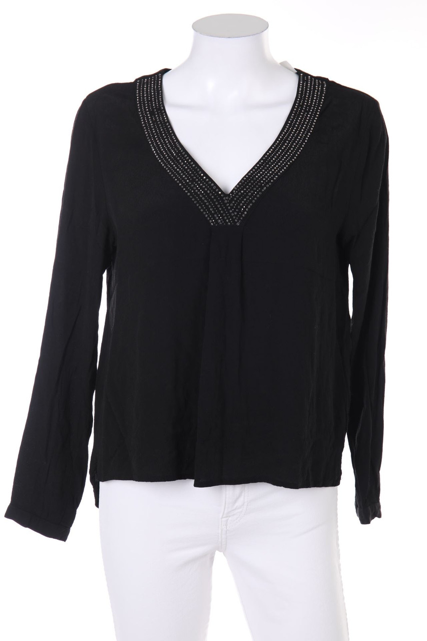 H&M - Tunika-Bluse mit Schmuckstein-Applikation - D 36