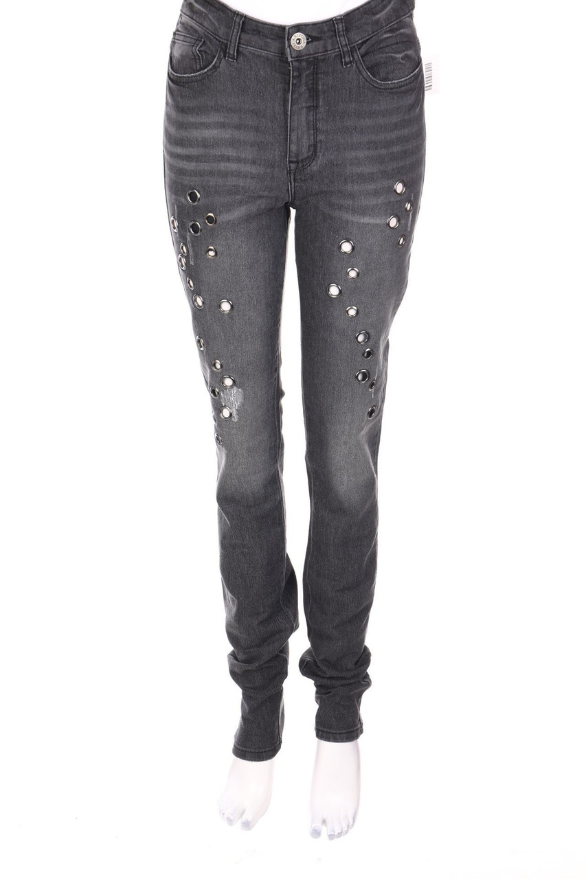 ARIZONA - Distressed Skinny-Jeans mit Cut-outs mit Nieten - W27