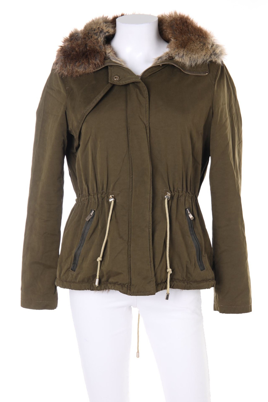 ZARA TRF - Jacke mit Fake Fur-Besatz - M