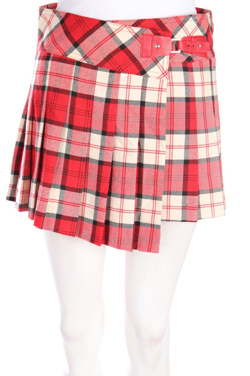 MANGO - Wickel-Falten-Mini-Rock mit Karo-Muster - D 34