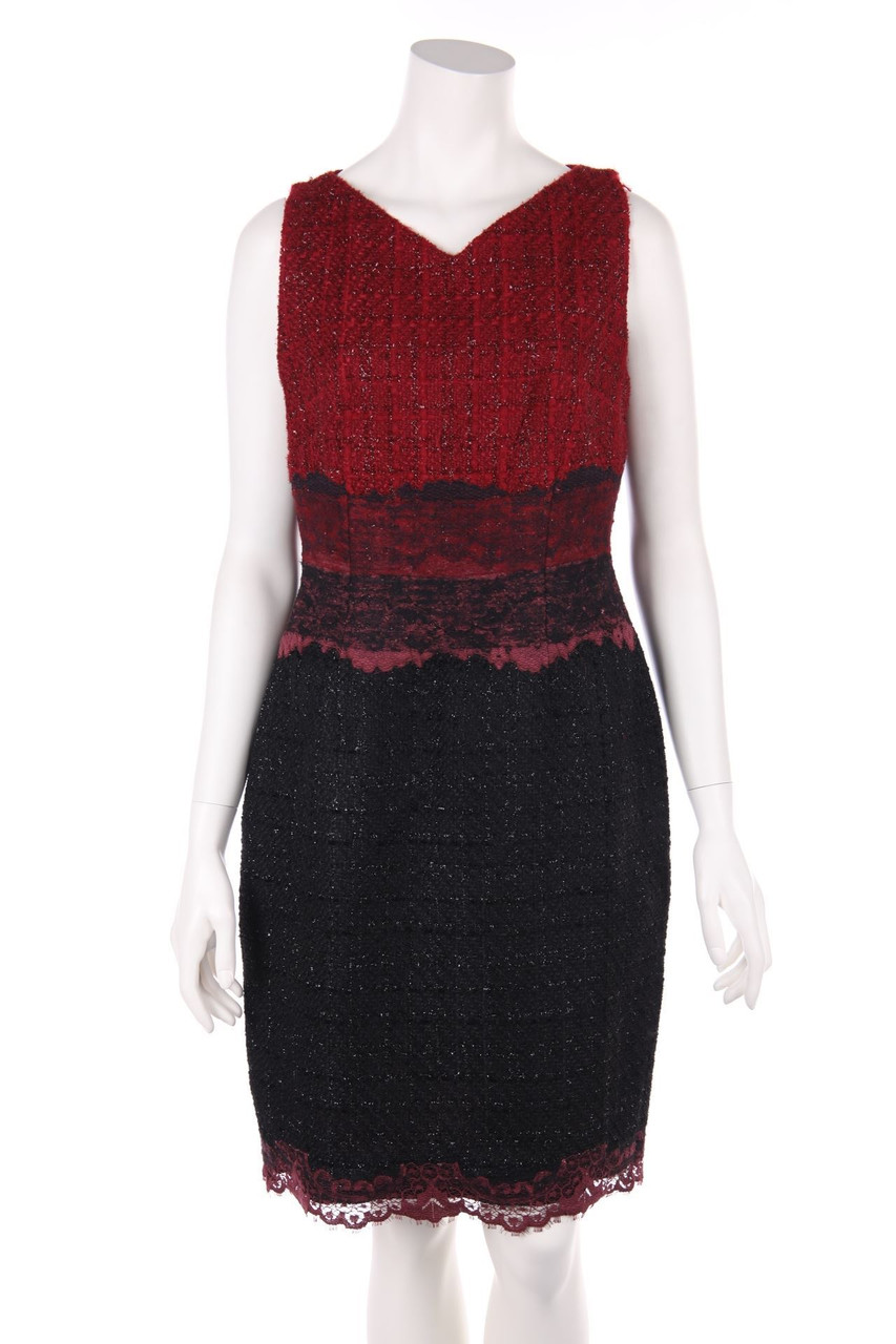 TALBOT RUNHOF - Etui-Strickkleid mit Wolle mit Spitze - D 40