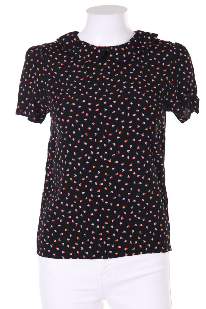 pieces - Kurzarm-Bluse mit Blumen-Print - S