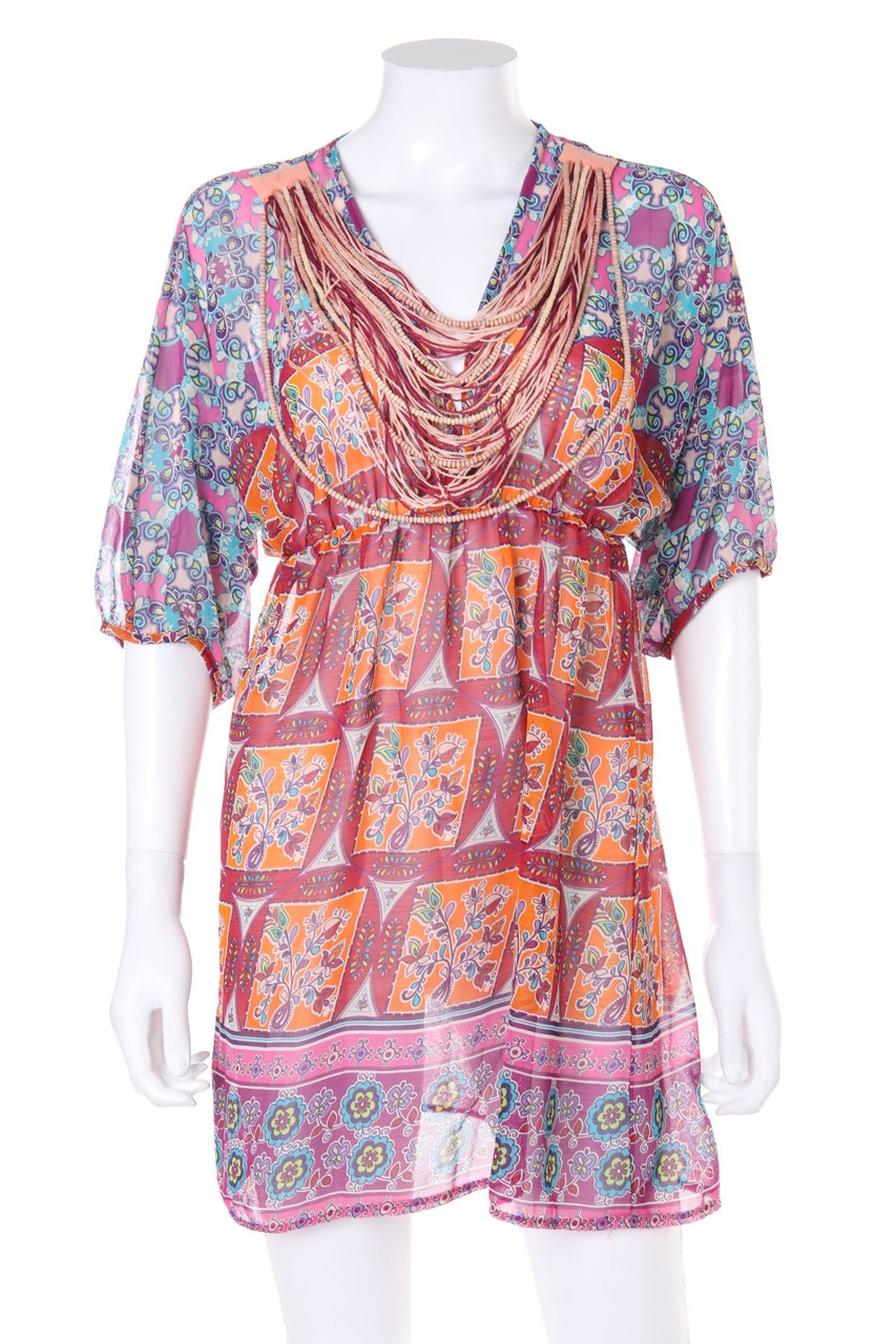 MORGAN - Print-Tunika-Bluse mit Batwing-Ärmeln - M