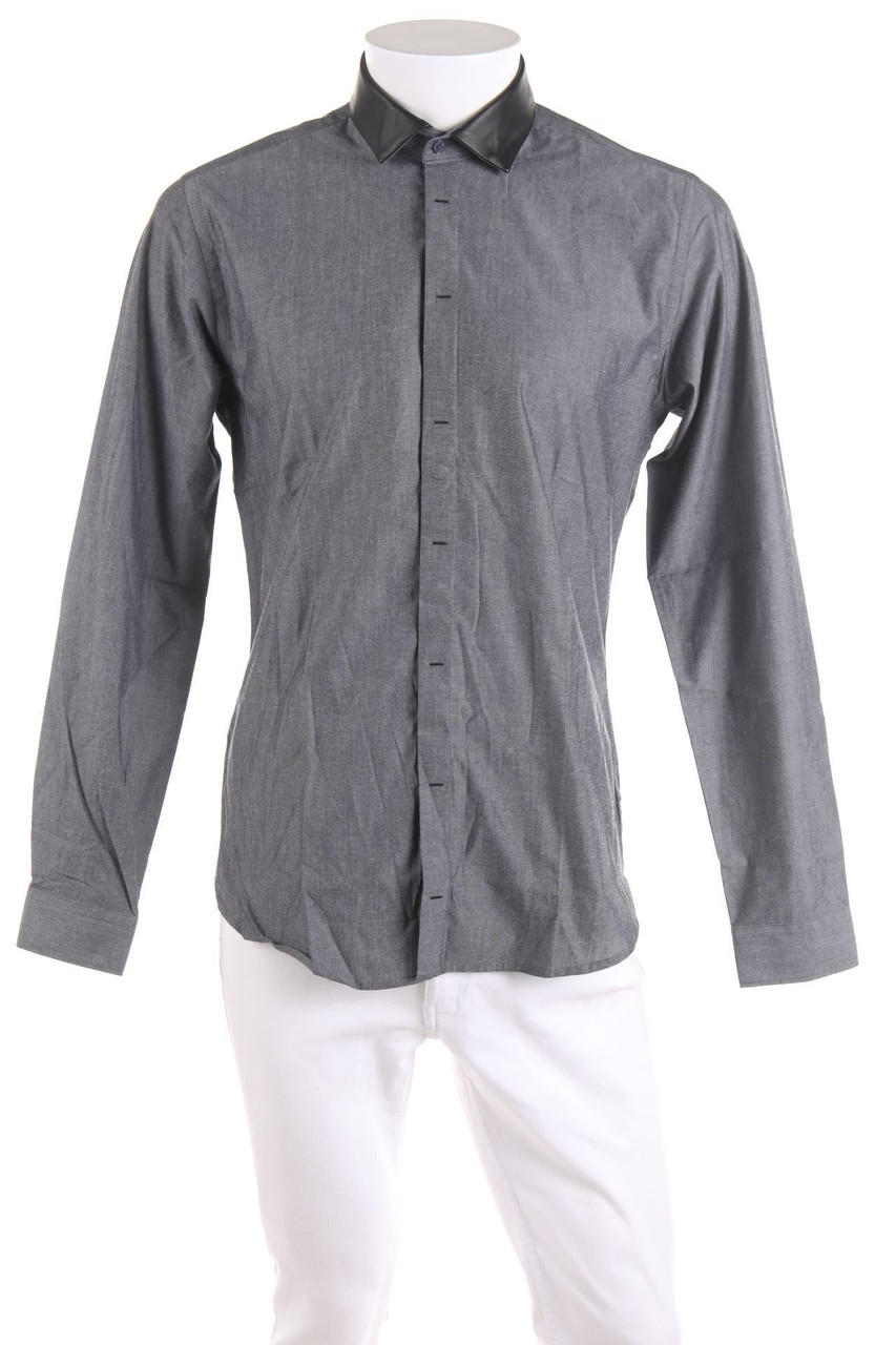 MOSS LONDON - Hemd mit Kunstleder-Details - 50