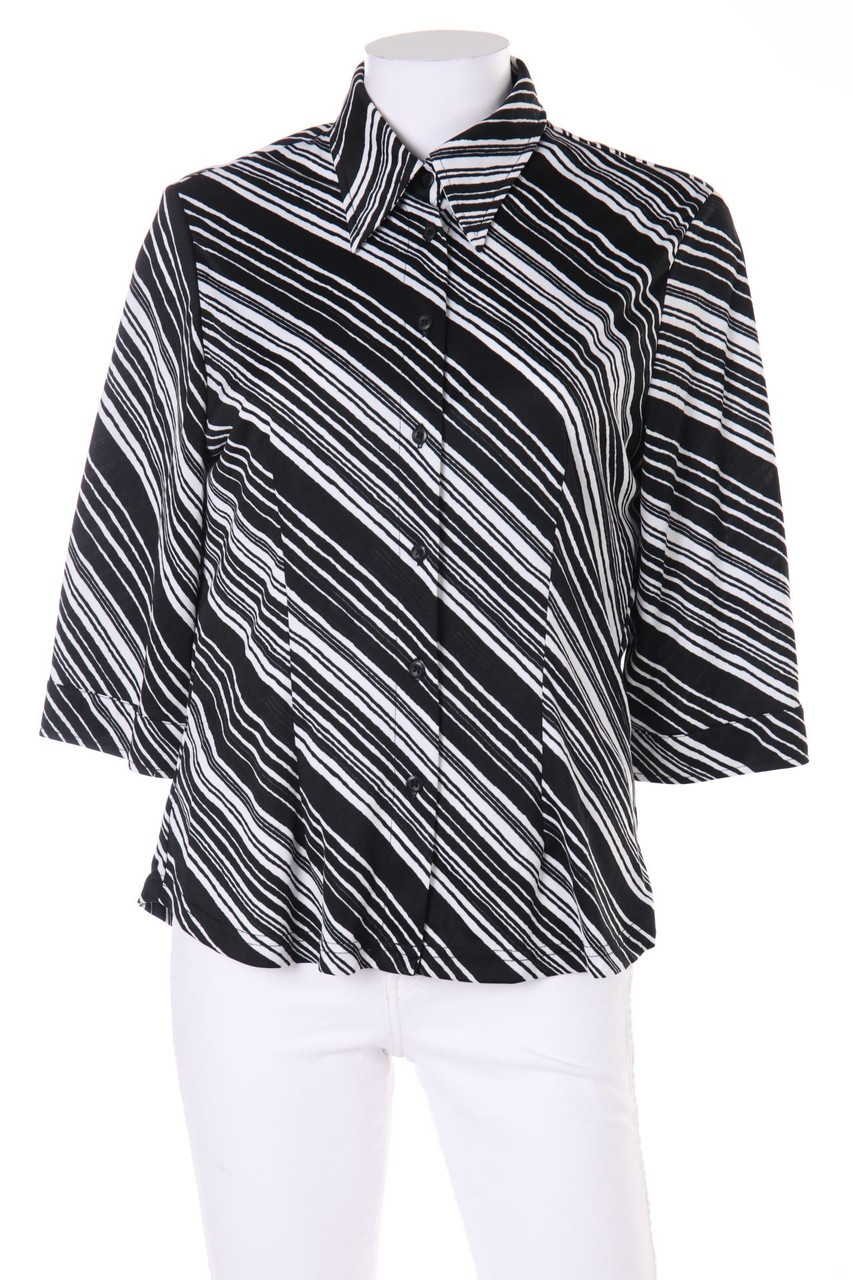 Yessica by C&A - Vintage-Hemd-Bluse mit 3/4-Ärmel mit Streifen - D 42