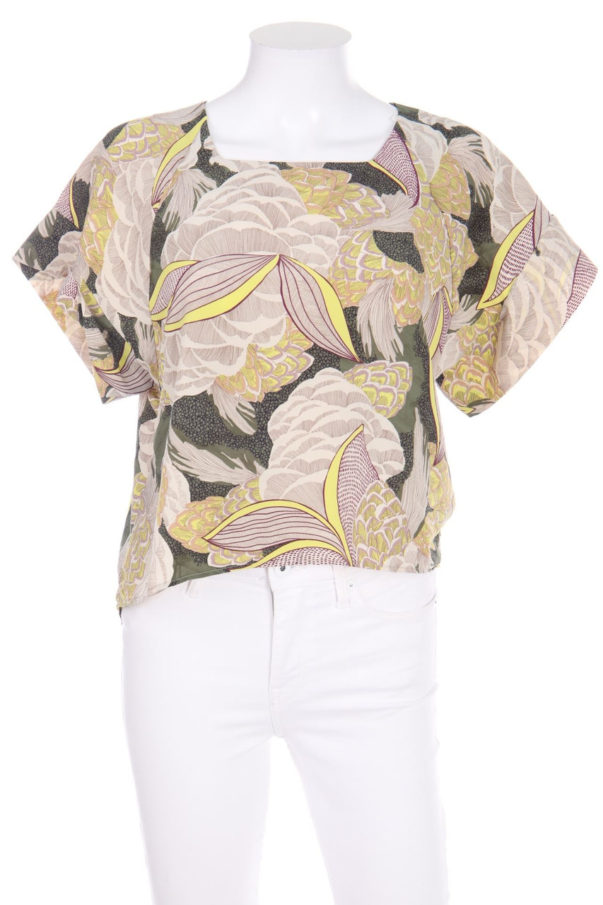 ZARA - Kurzarm-Bluse mit floralem Muster - M