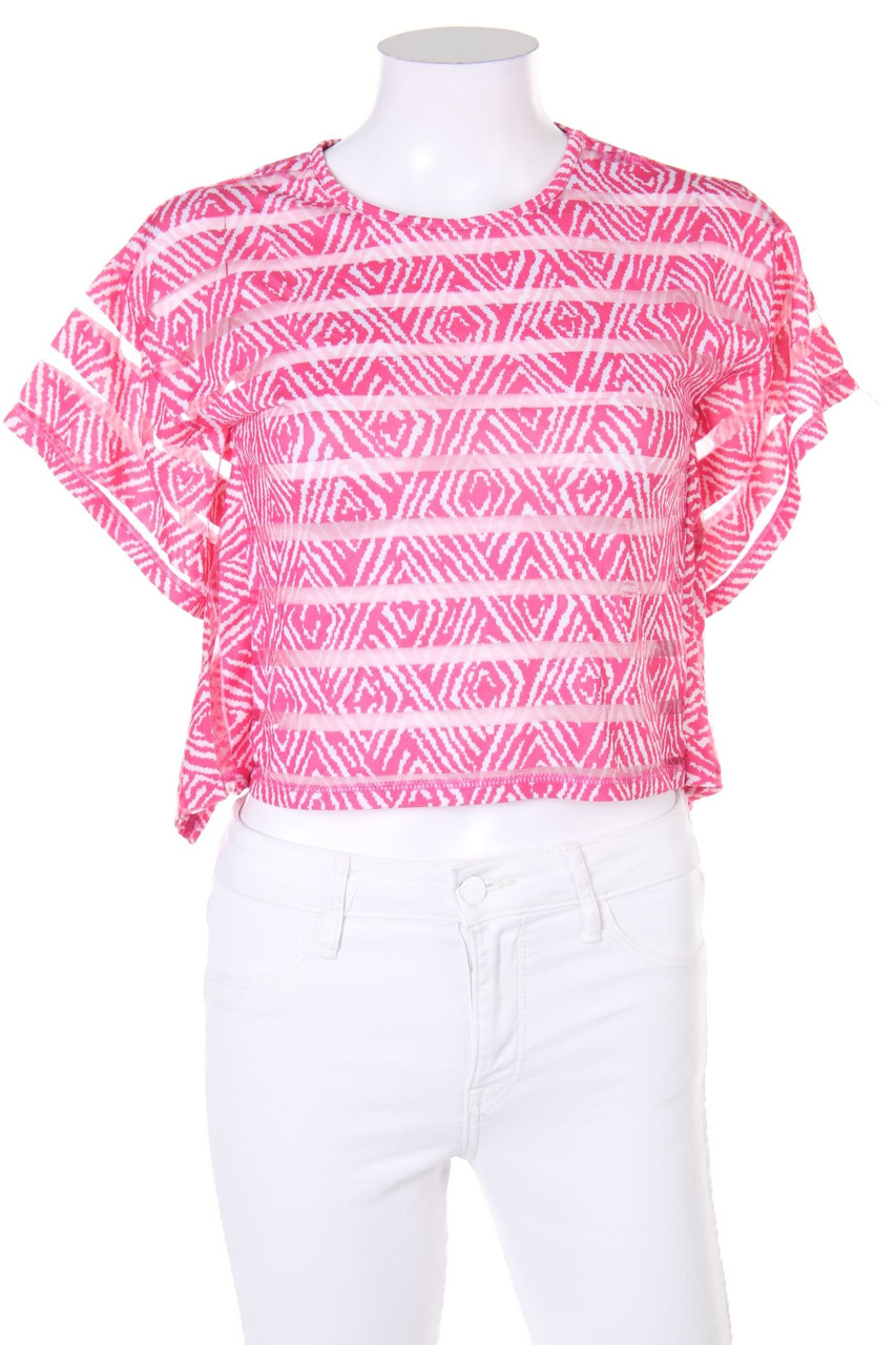 SECONDHAND - Print-Kurzarm-Shirt mit Mesh-Einsatz - S