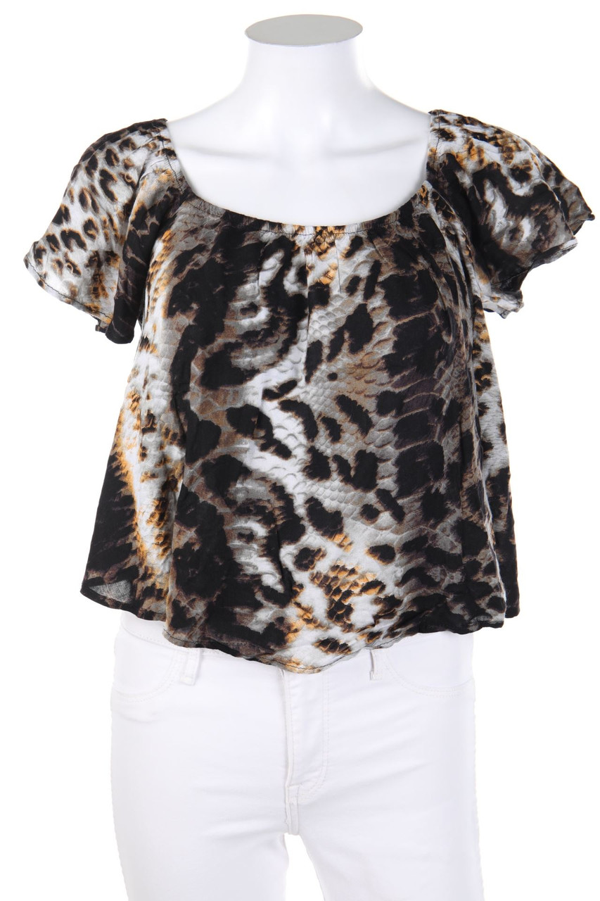 SECONDHAND - Carmen-Bluse mit Animal-Print - M