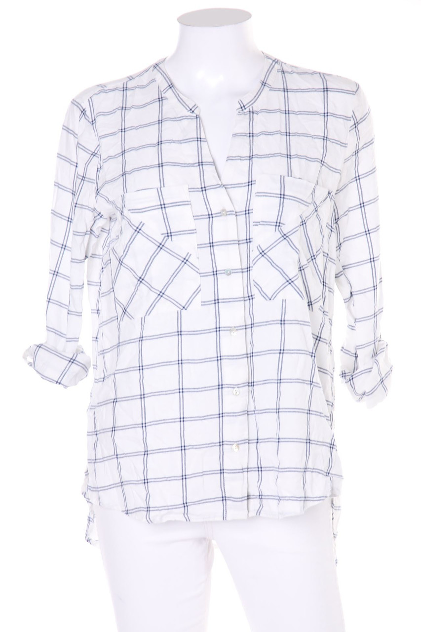 ESPRIT de corp - Bluse mit Karo-Muster mit aufgesetzten Taschen - S