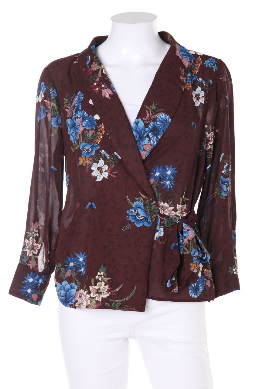 ZARA - Wickel-Bluse mit floralem Muster - M