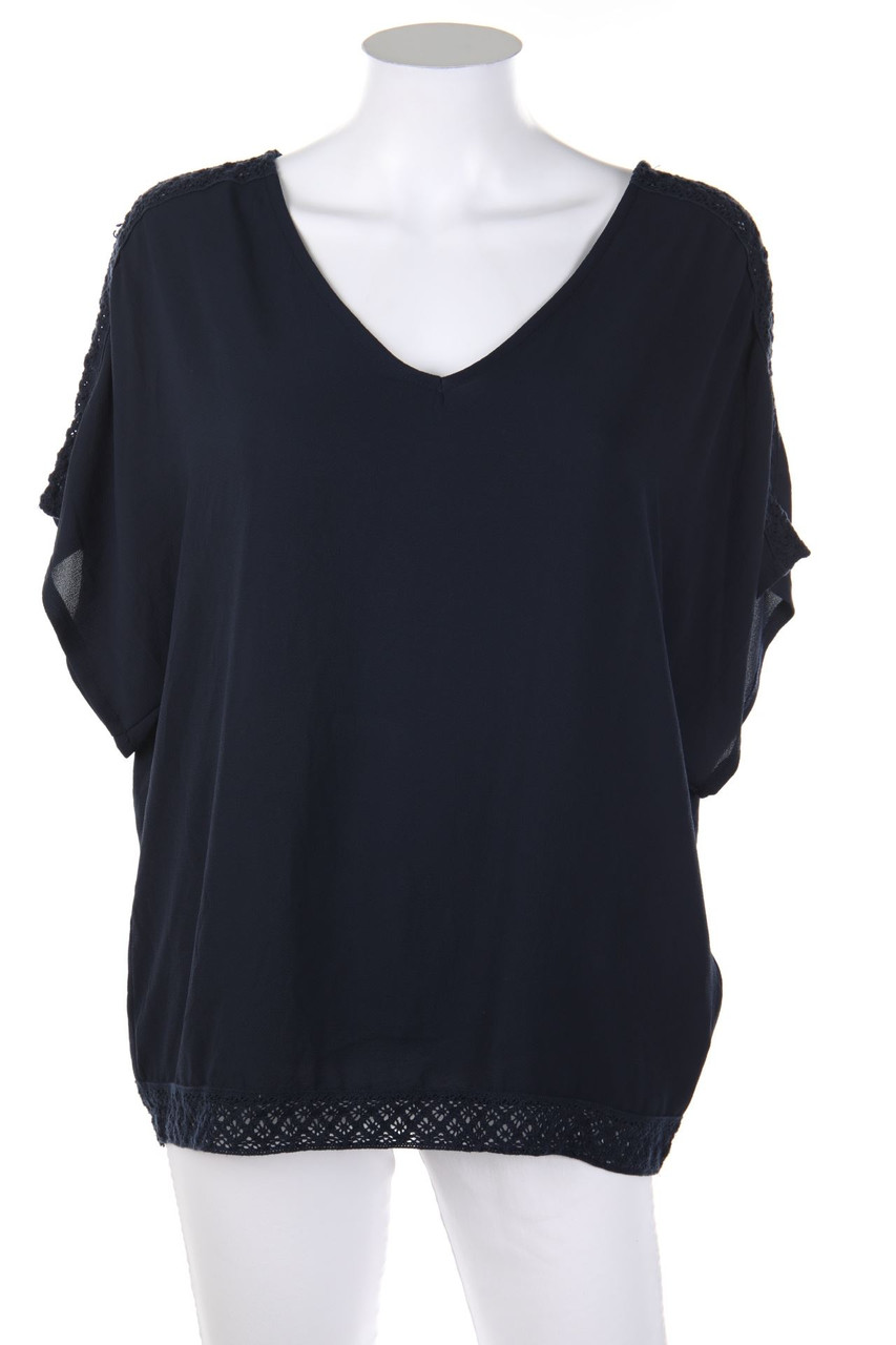 MORGAN - Kurzarm-Bluse mit Spitzen-Einsatz - D 36