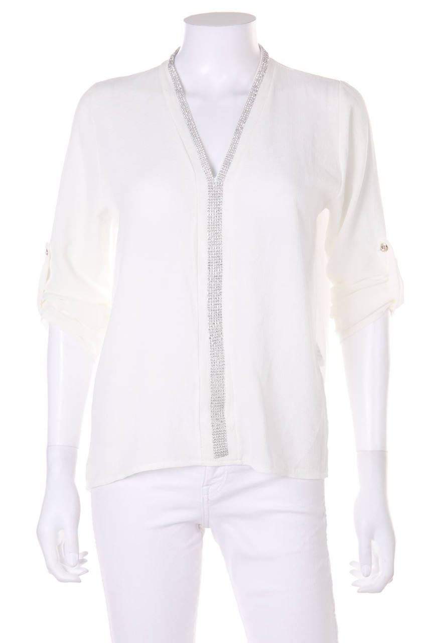 TODAY - Bluse mit 3/4-Ärmel mit Schmuckstein-Applikation - S