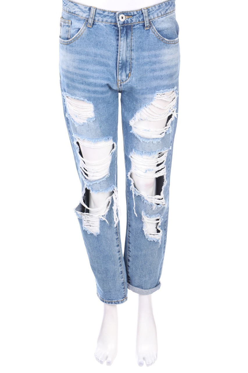 GHIACCIO & LIMONE - Destroyed Straight Cut Jeans - L