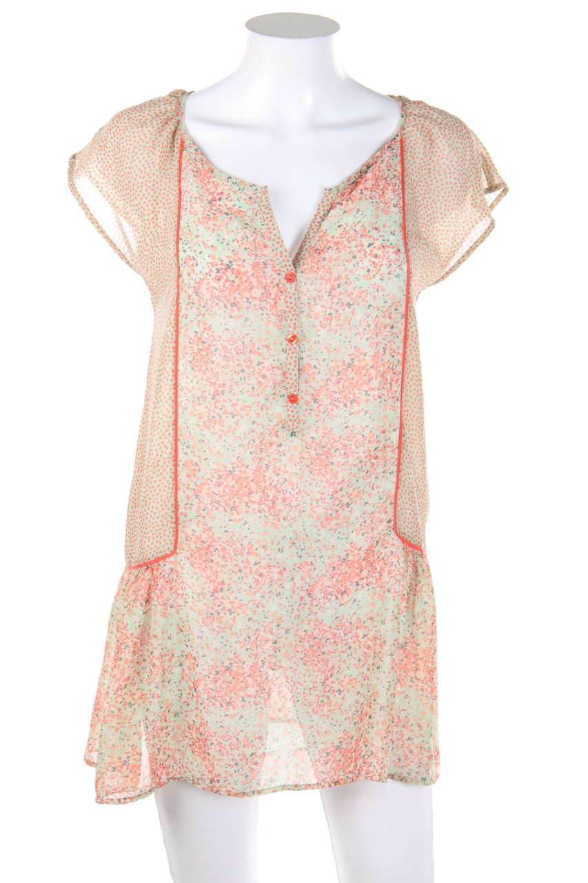 promod - Kurzarm-Tunika-Bluse mit Print - D 34