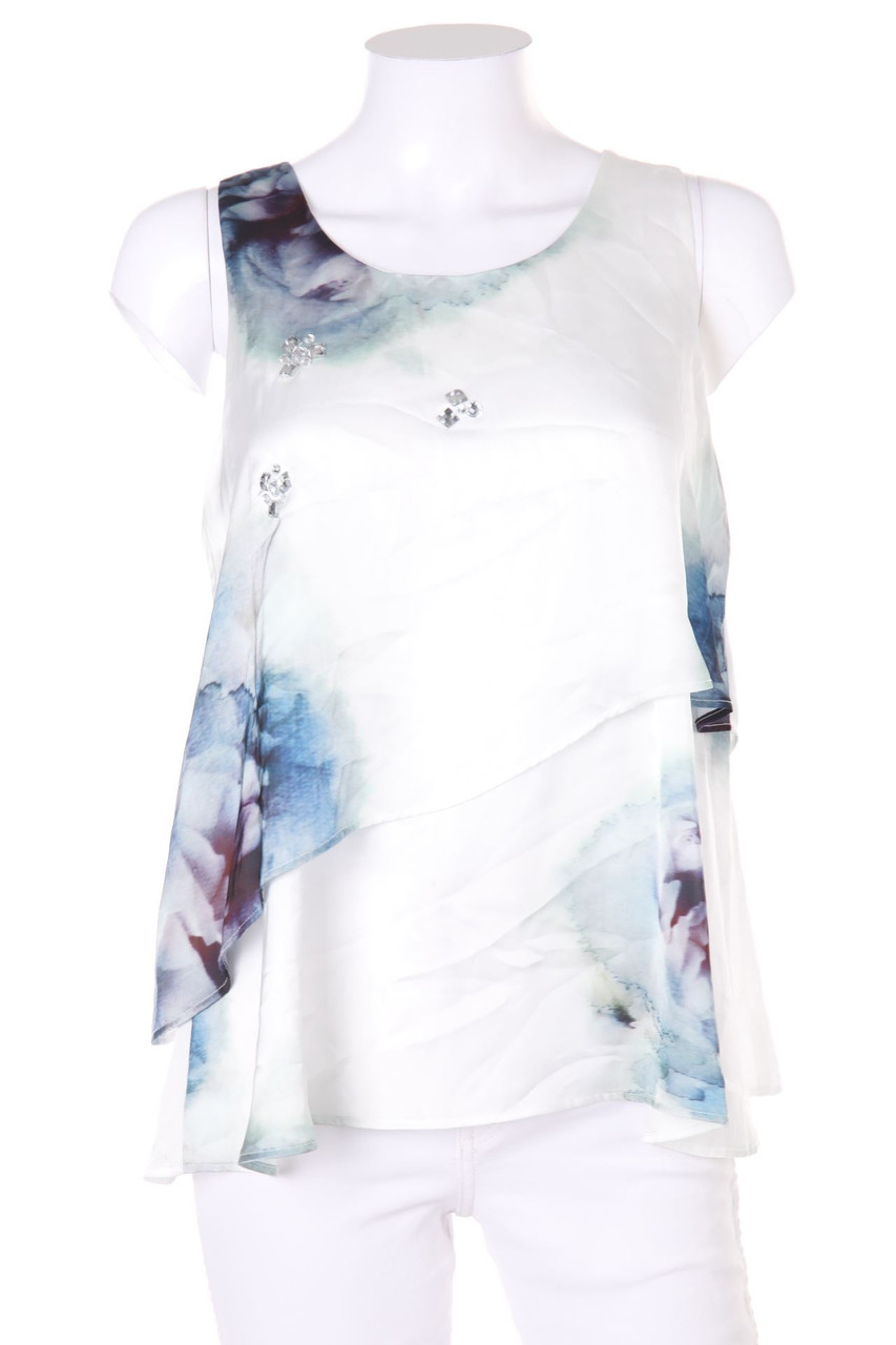 My Collection - Satin-Blusentop im Layer Look mit Print - M