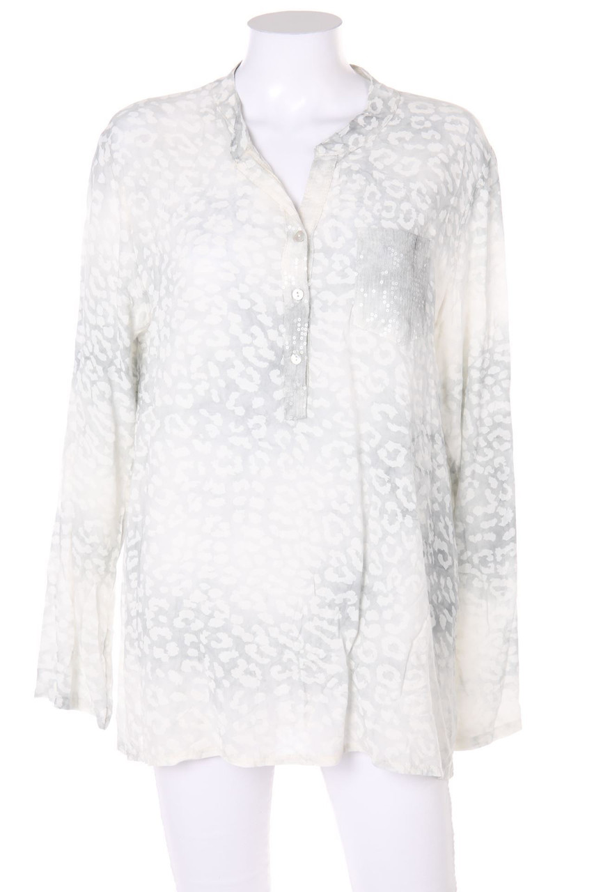 ambra - Bluse mit Pailletten mit Animal-Print - L