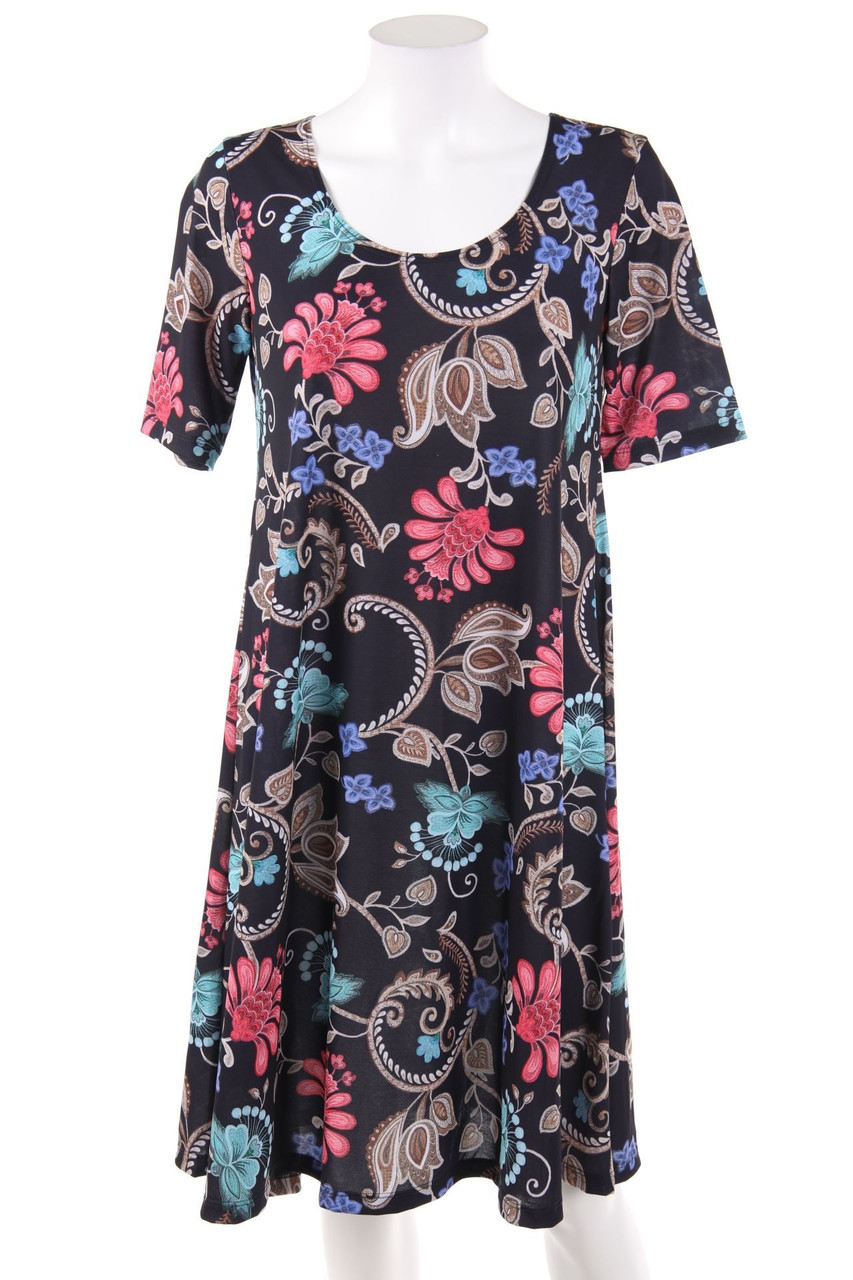 SECONDHAND - Kurzarm-Kleid mit Paisley-Print - S