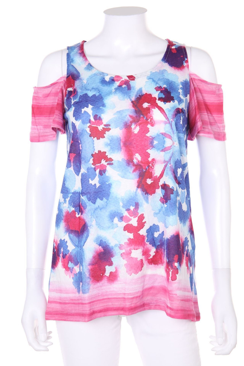 LUUKSE - Cold-Shoulder-Kurzarm-Shirt mit Print - S