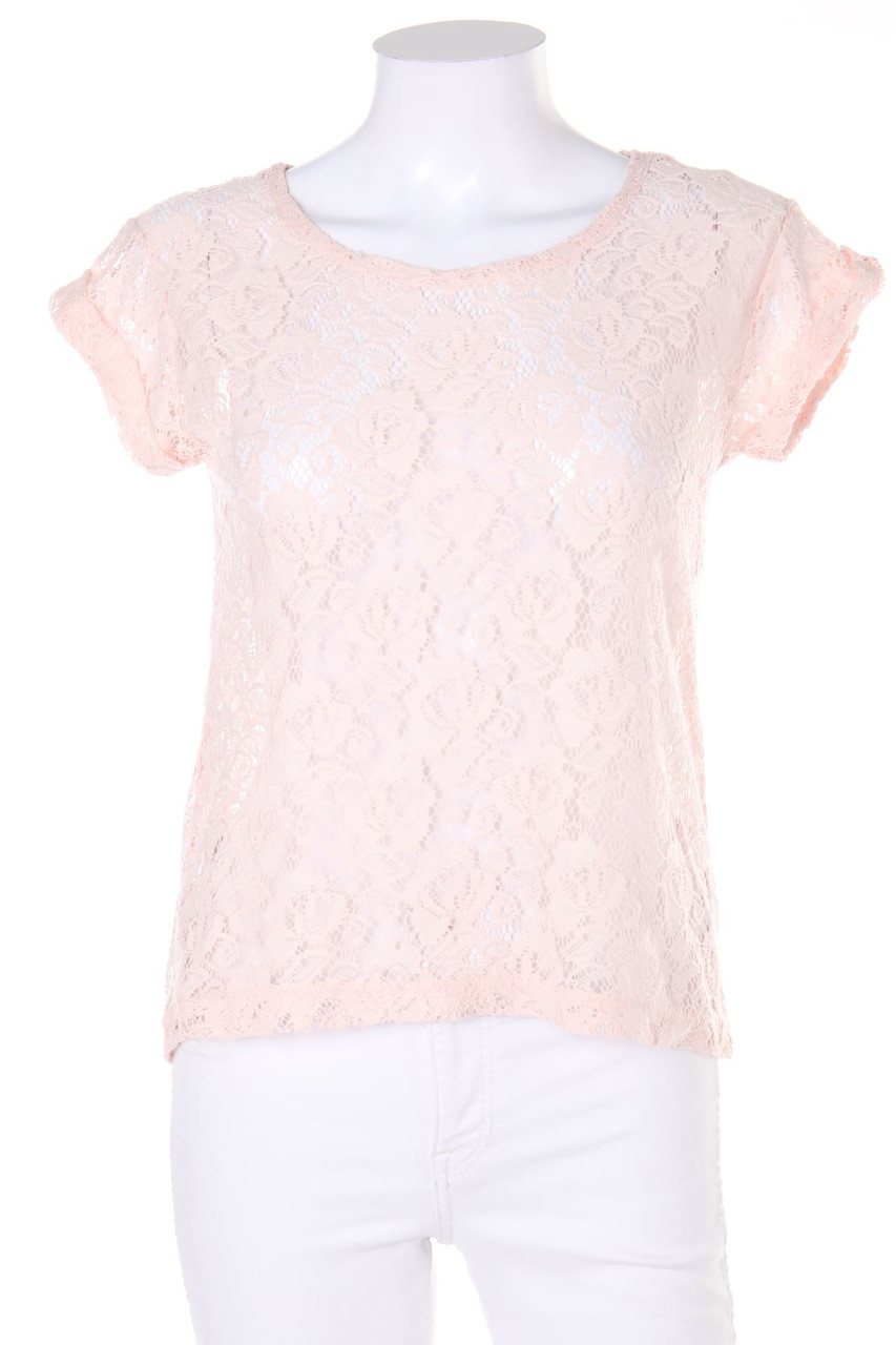 Ohne Label - Kurzarm-Shirt aus Spitze - D 42