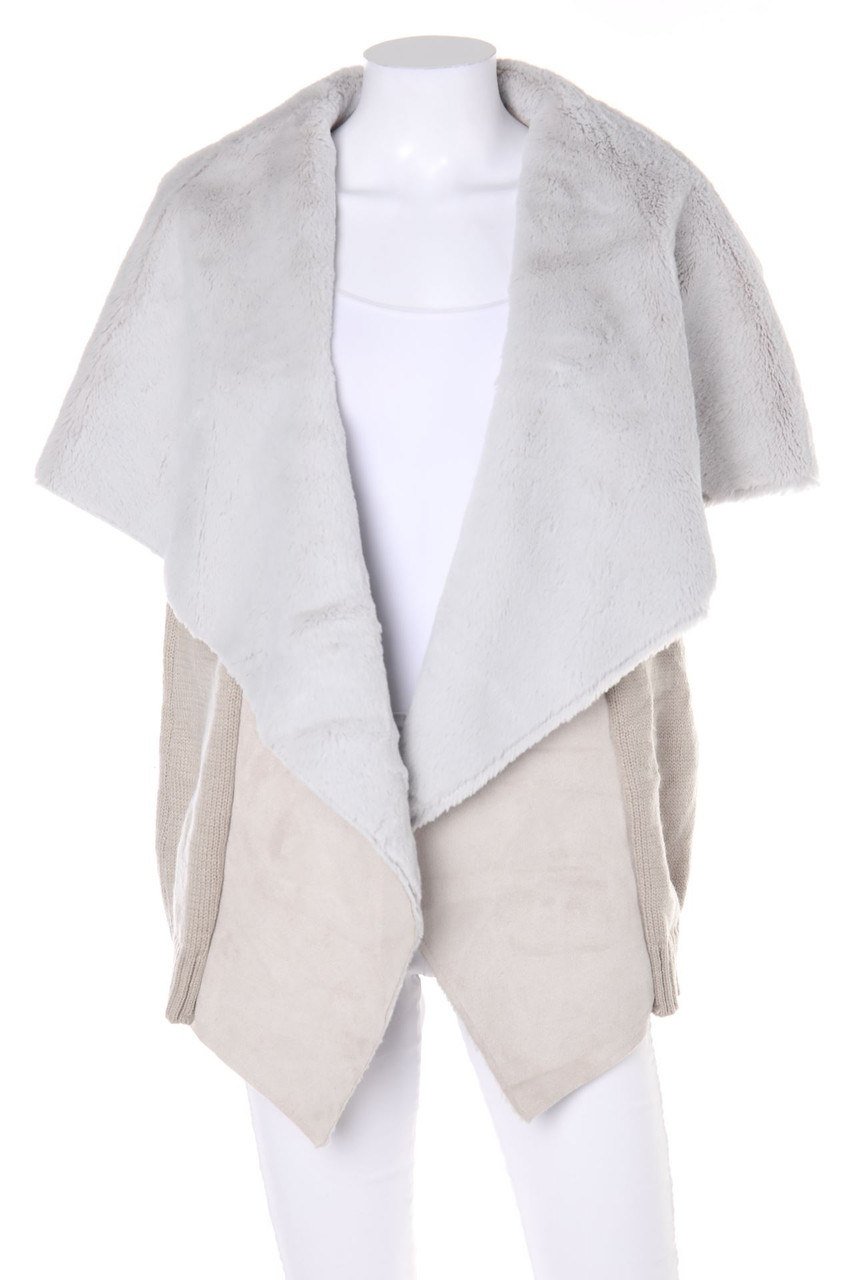 AMISU - Strickweste mit Faux Fur-Kragen - D 36