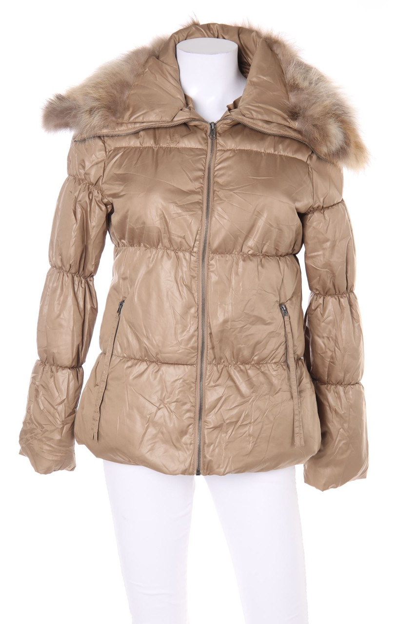 Derhy - Puffer-Jacke mit Echt-Pelz-Besatz - S