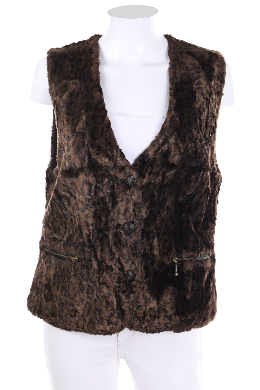 SYNDICATE - Fake Fur-Weste mit Animal-Print - D 38