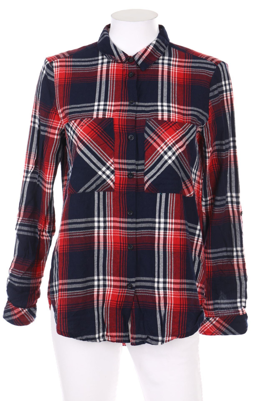 Q/S designed by s.Oliver - Karo-Bluse mit Roll-up-Manschette - D 36