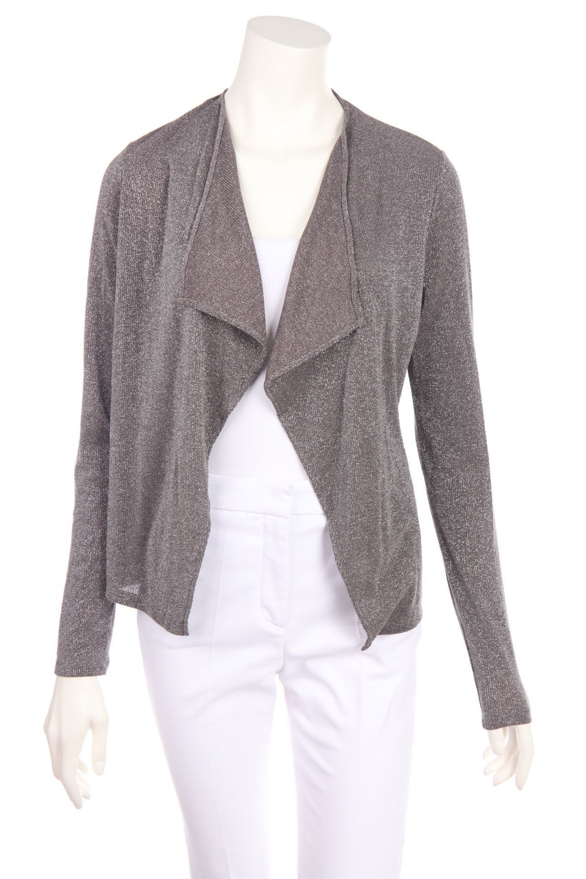 comma - Glitzer-Cardigan mit Wasserfall-Ausschnitt - D 38