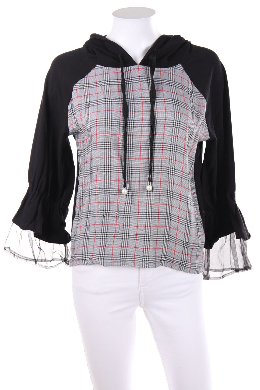 HEINE - Kapuzen-Pullover mit Karo-Muster - D 34