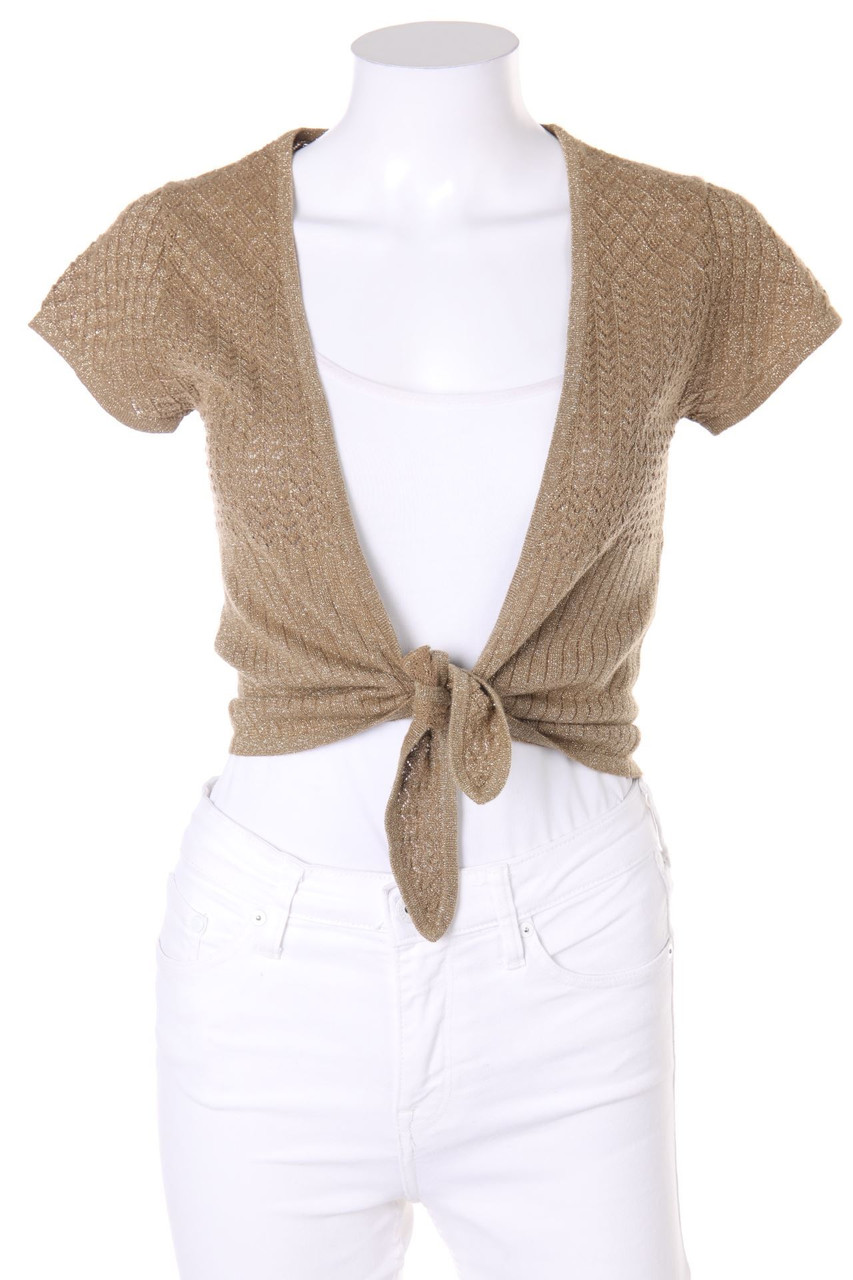 comma - Kurzarm-Cardigan mit Metallic-Effekt - D 36