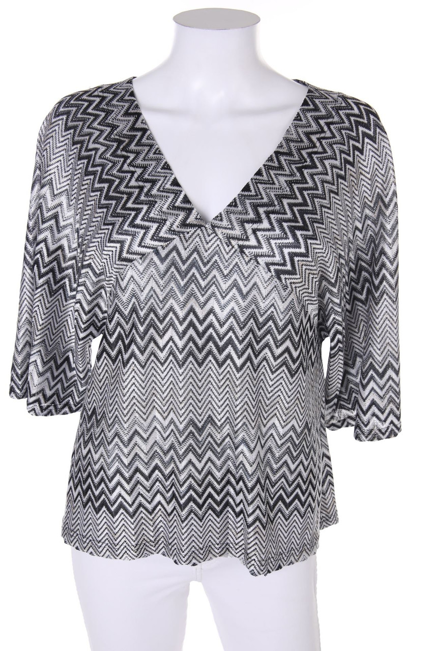 Ohne Label - Tunika-Bluse mit Zickzack-Muster - L