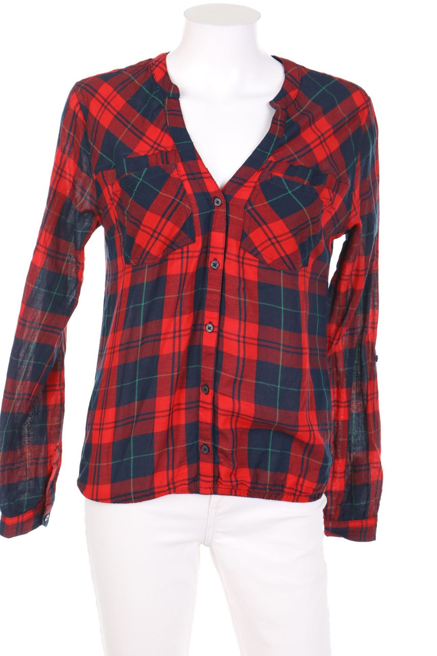 FB SISTER - Karo-Bluse mit Roll-up-Manschette - XS