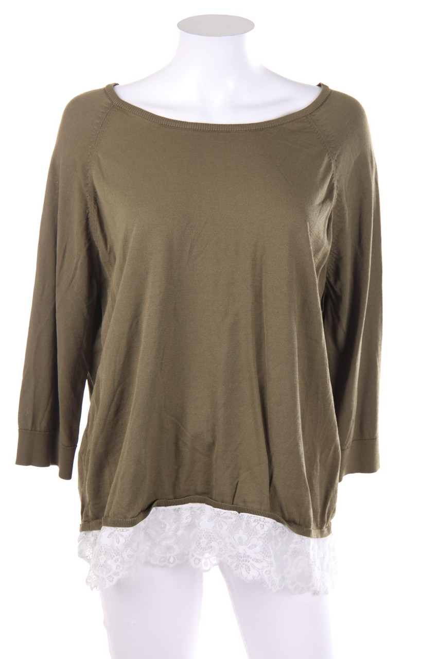 promod - Strick-Pullover mit Spitzen-Einsatz - XL