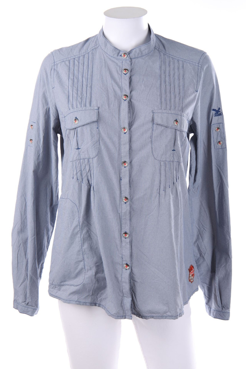 SALEWA - Bluse mit Stehkragen mit aufgesetzten Taschen mit Hahnentritt-Muster - D 40