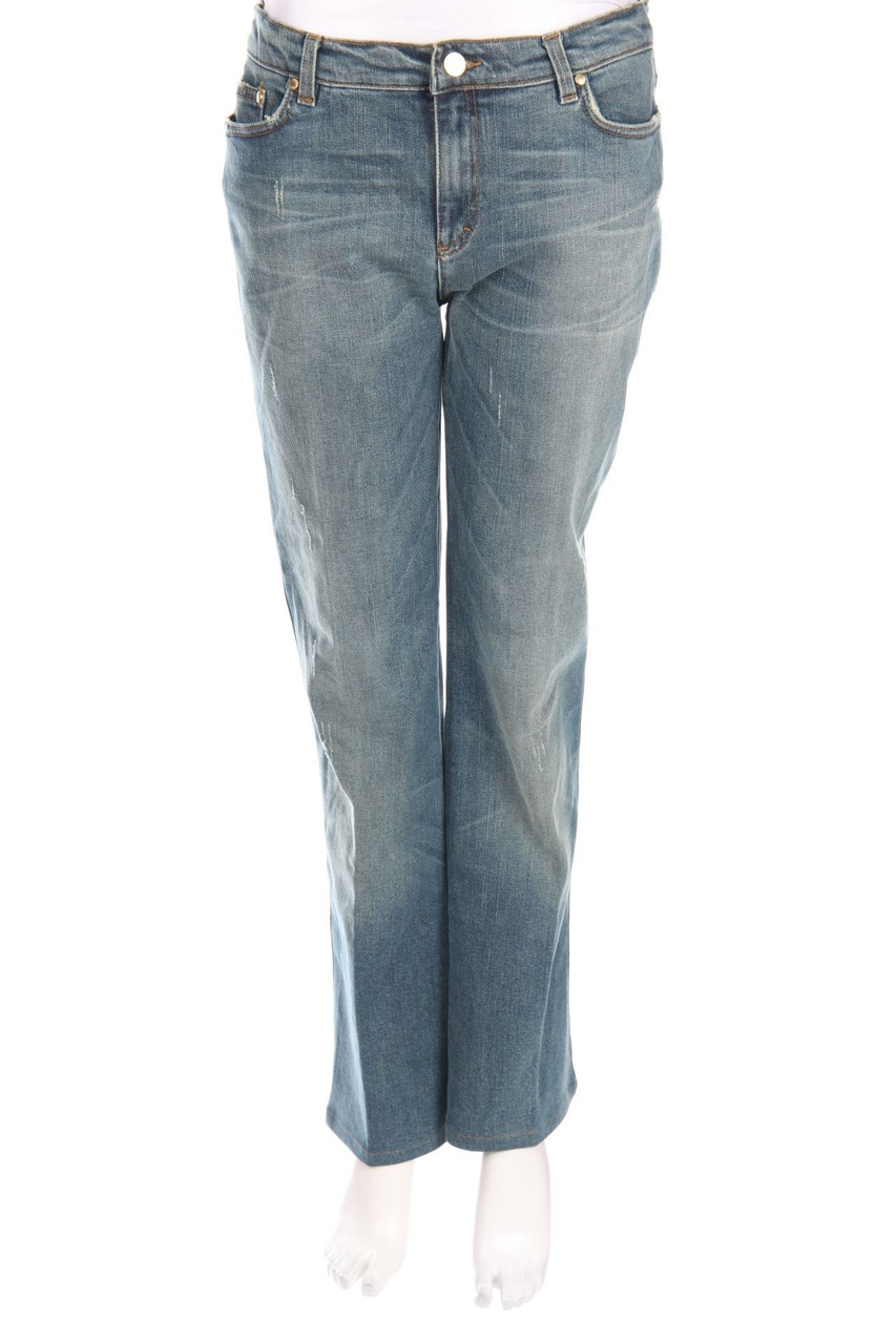 roberto cavalli - Used Look Straight Cut Jeans mit Schmuckstein-Applikation - D 42