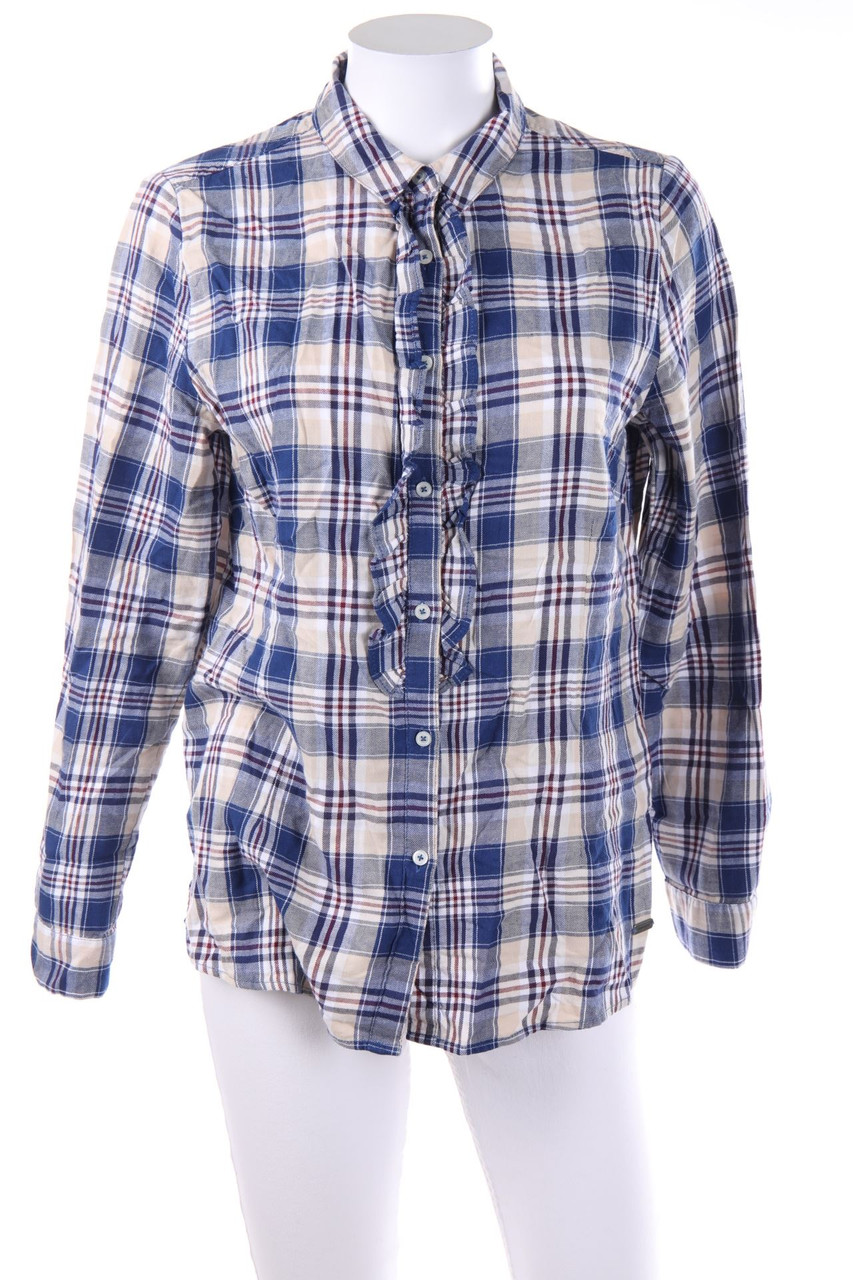 WOMEN limited by Tchibo - Hemd-Bluse mit Rüschen mit Karo-Muster - D 40