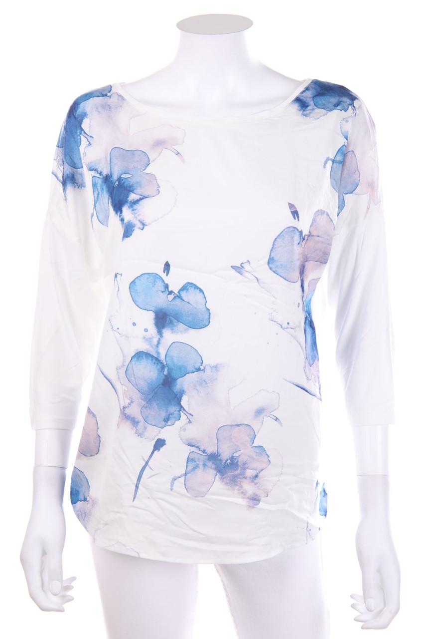 Ohne Label - Bluse mit 3/4-Ärmel mit Print mit Batwing-Ärmeln - D 38