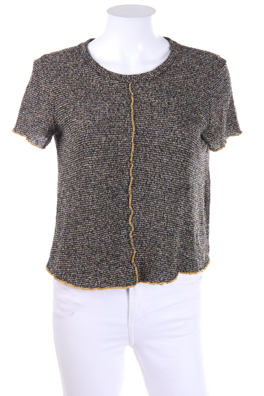 ZARA TRF Kurzarm-Strick-Pullover mit Streifen M