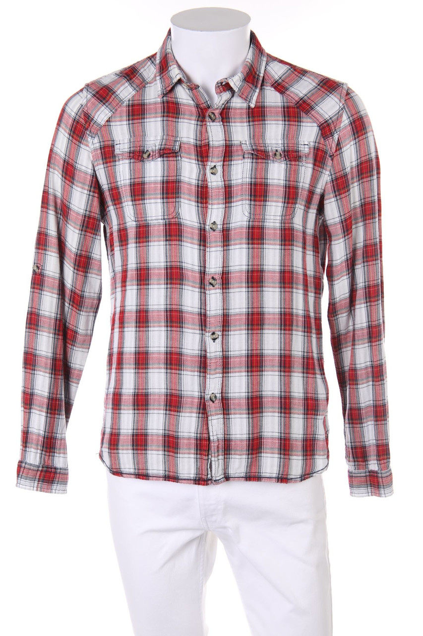 CLOCKHOUSE by C&A - kariertes Hemd mit Krempel-Ärmeln - M