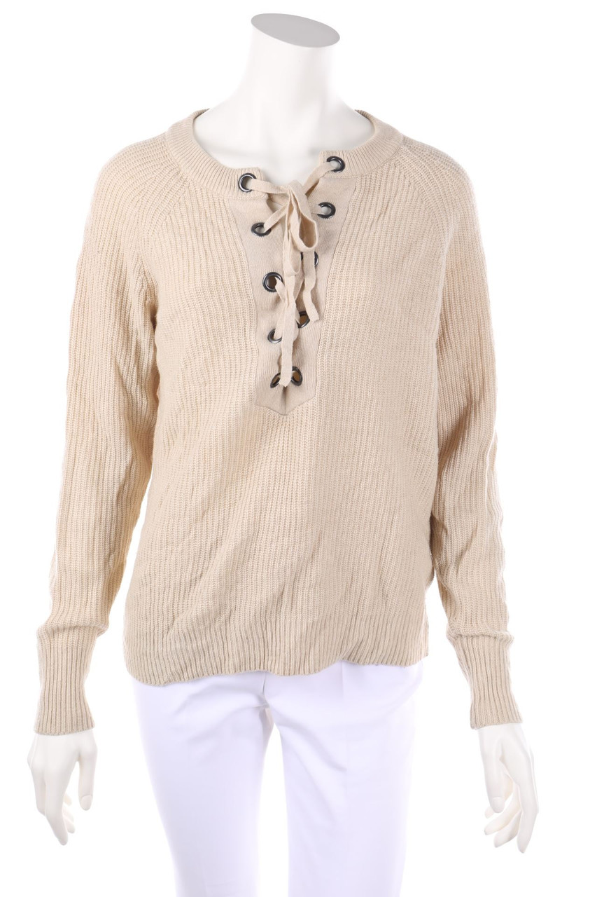 set - Strick-Pullover aus Woll-Mix mit Schnürung - D 36