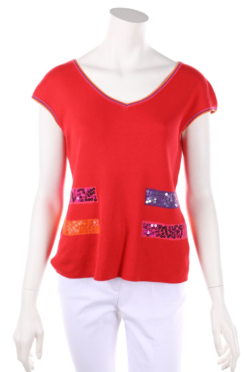 CARLO COLUCCI - Strick-Top aus Baumwoll-Mix mit Pailletten - D 38