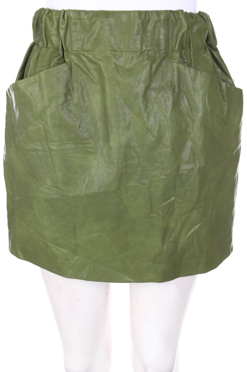 ZARA - Faux Leather-Rock mit Raffungen - S