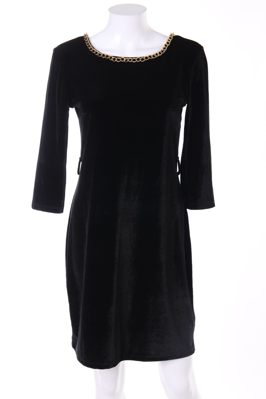 Ohne Label - Samt-Abendkleid mit Kette - M