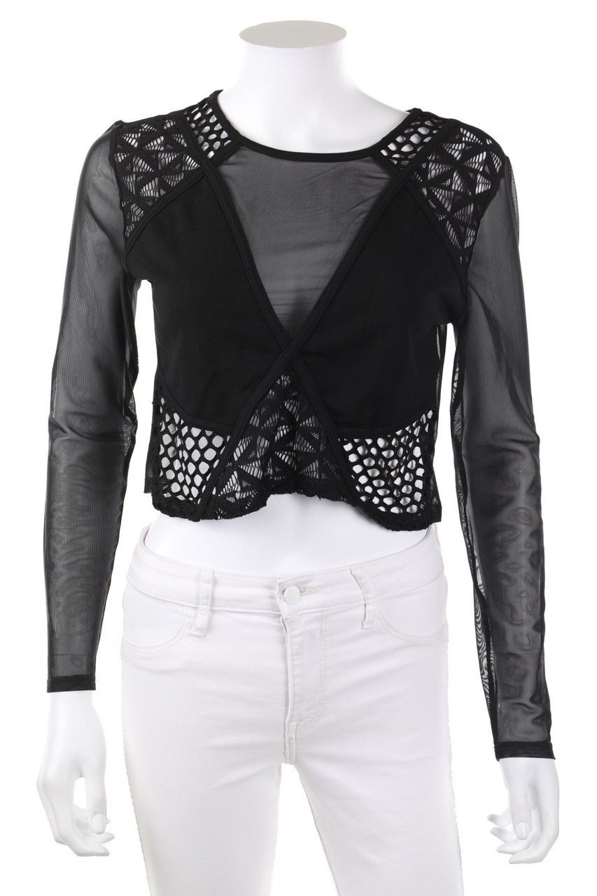 RIVER ISLAND - Bluse aus Mesh mit Spitzen-Einsatz - M