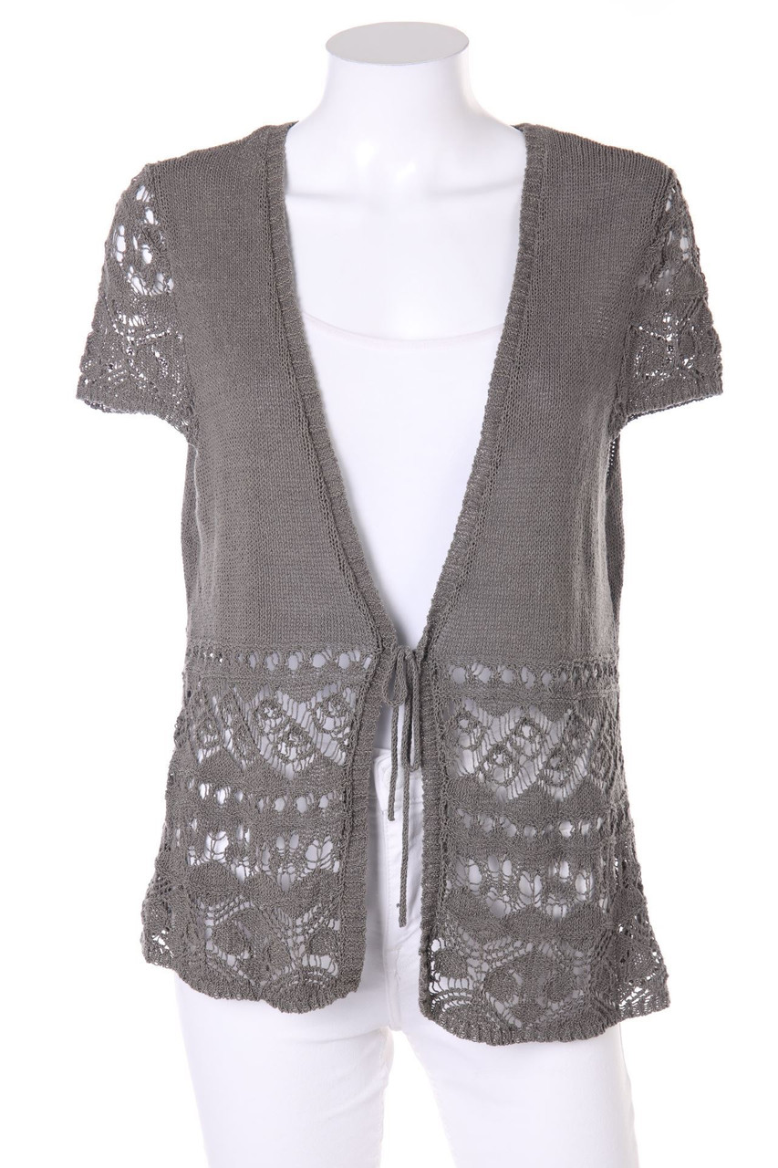 TAIFUN - Kurzarm-Cardigan mit Lochstrick-Details - XL